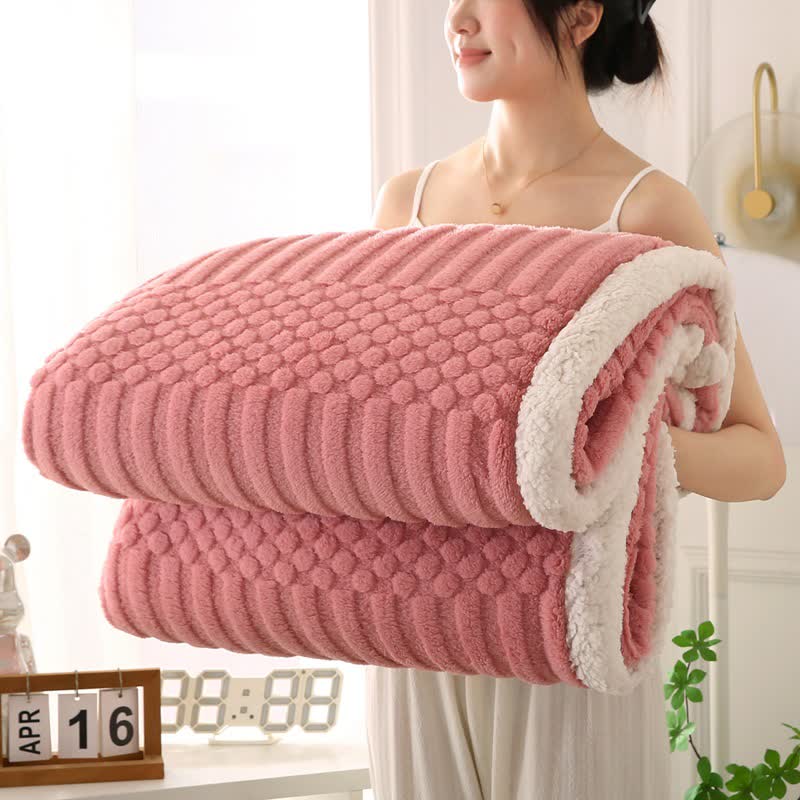 Couverture polaire texturée de couleur unie - rose - 200cm x 230cm - image 9