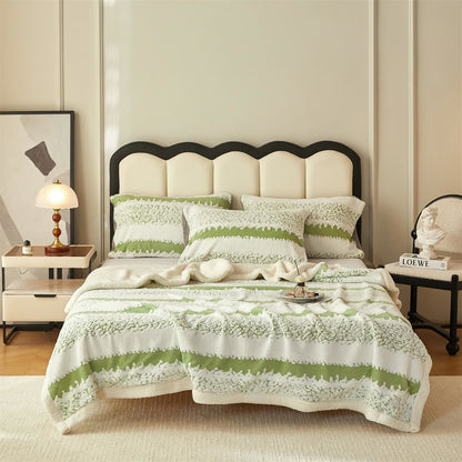 Couverture Sherpa double épaisseur à motif rayé - Vert - 200cm x 230cm - image 12