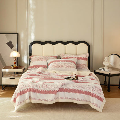 Couverture Sherpa double épaisseur à motif rayé - Rose - 200cm x 230cm - image 11