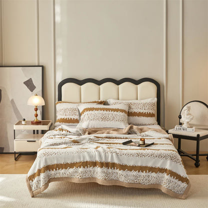 Couverture Sherpa double épaisseur à motif rayé - chameau - 200cm x 230cm - image 13
