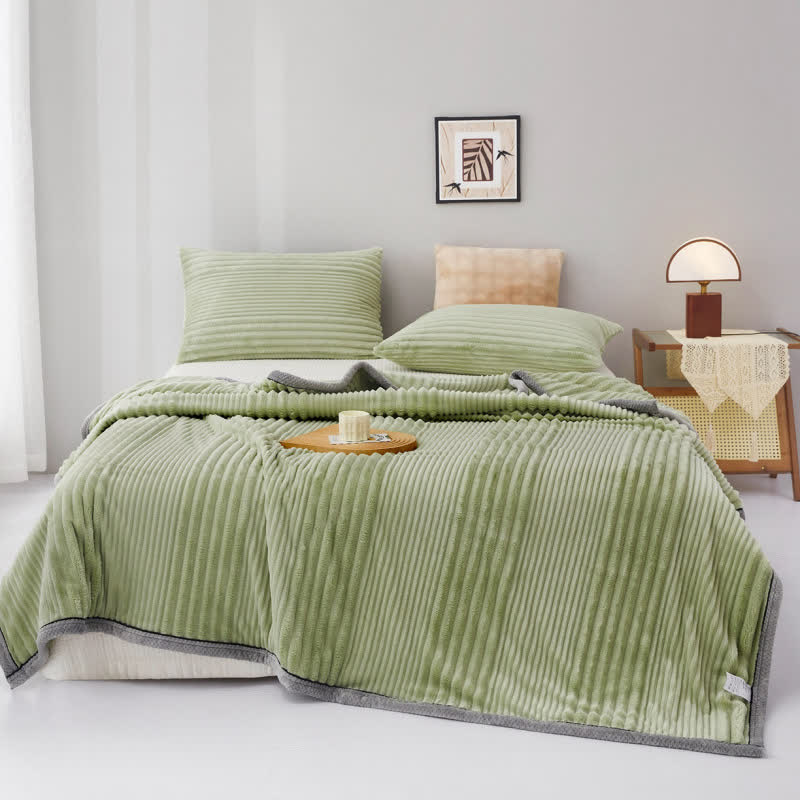 Couverture en peluche à rayures unies - Vert - 200cm x 230cm - image 13