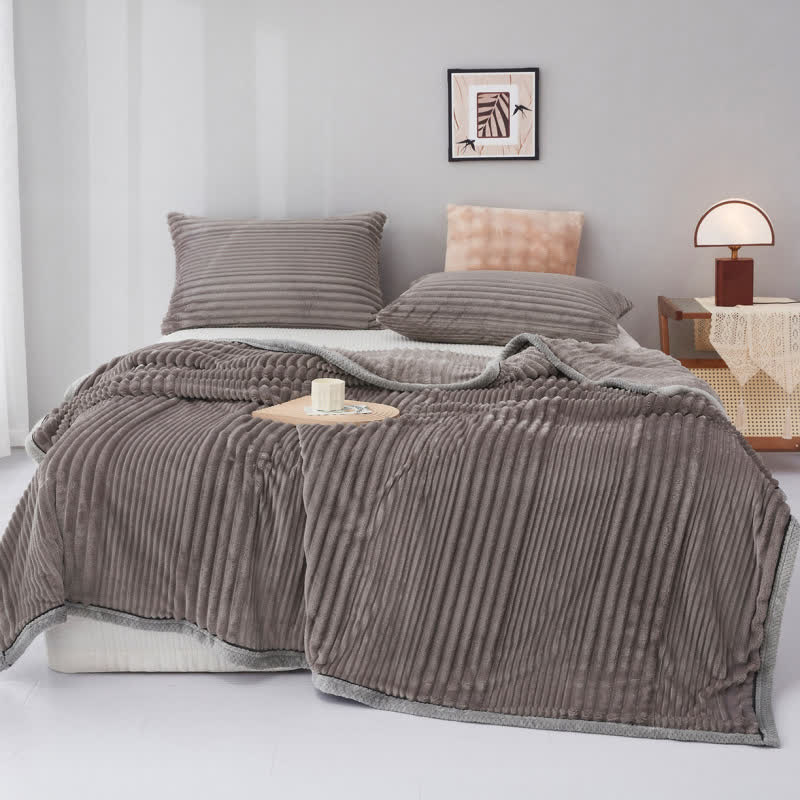 Couverture en peluche à rayures unies - gris foncé - 200cm x 230cm - image 18