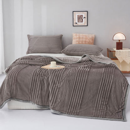 Couverture en peluche à rayures unies - gris foncé - 200cm x 230cm - image 18