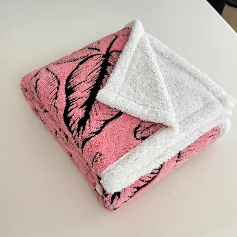 Couverture en peluche jacquard avec de grandes feuilles - image 10