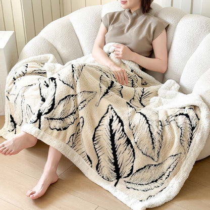 Couverture en peluche jacquard avec de grandes feuilles - image 7