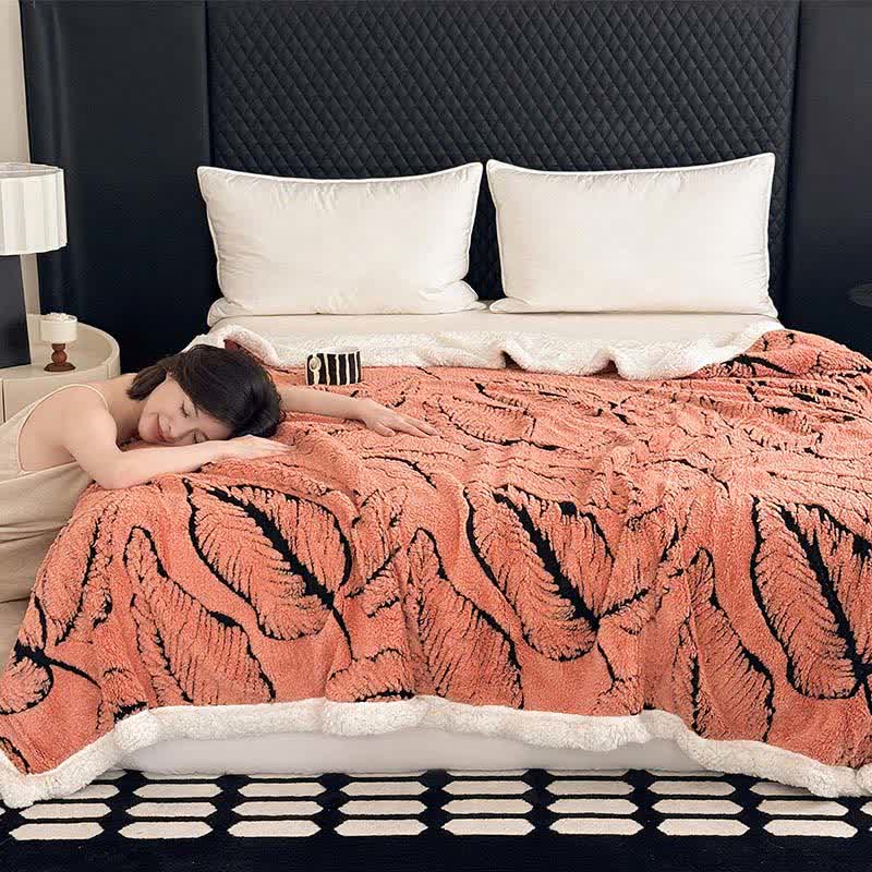 Couverture en peluche jacquard avec de grandes feuilles - image 16