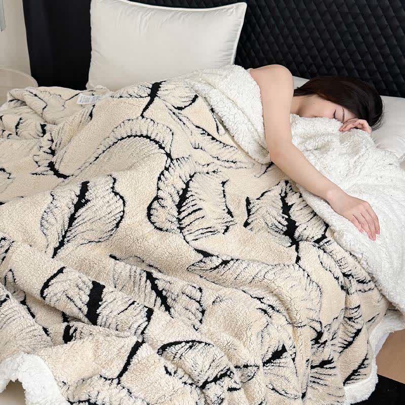 Couverture en peluche jacquard avec de grandes feuilles - image 6