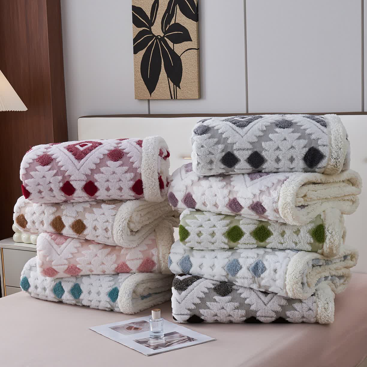 Couverture en jacquard sherpa bohème - image 2