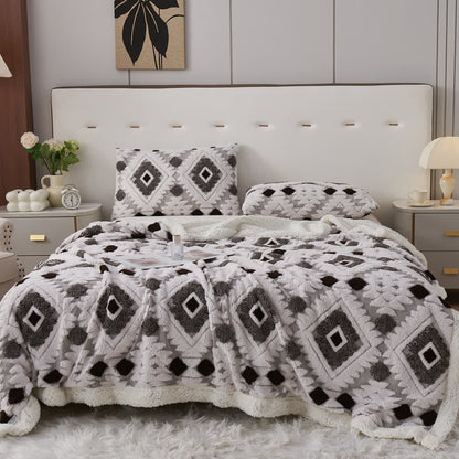 Couverture en jacquard sherpa bohème - café noir - 200cm x 230cm - image 8
