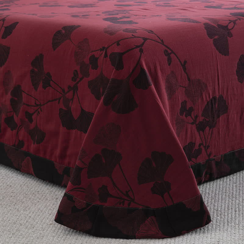 Ensemble de literie en gaze de coton avec boutons et feuilles de ginkgo (4 pièces) - image 28