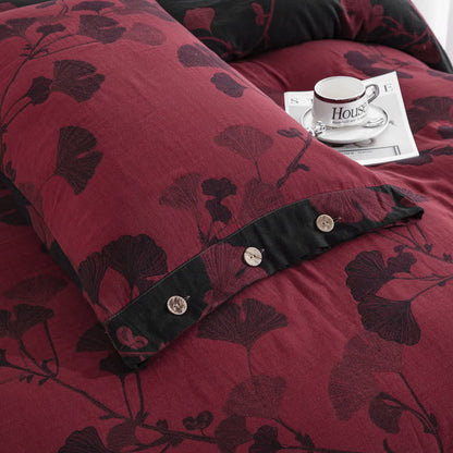 Ensemble de literie en gaze de coton avec boutons et feuilles de ginkgo (4 pièces) - image 29