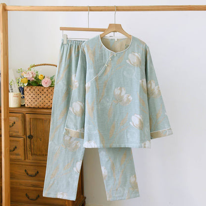 Ensemble de vêtements d'intérieur Tulip en gaze de coton jacquard - Vert - XL - image 4