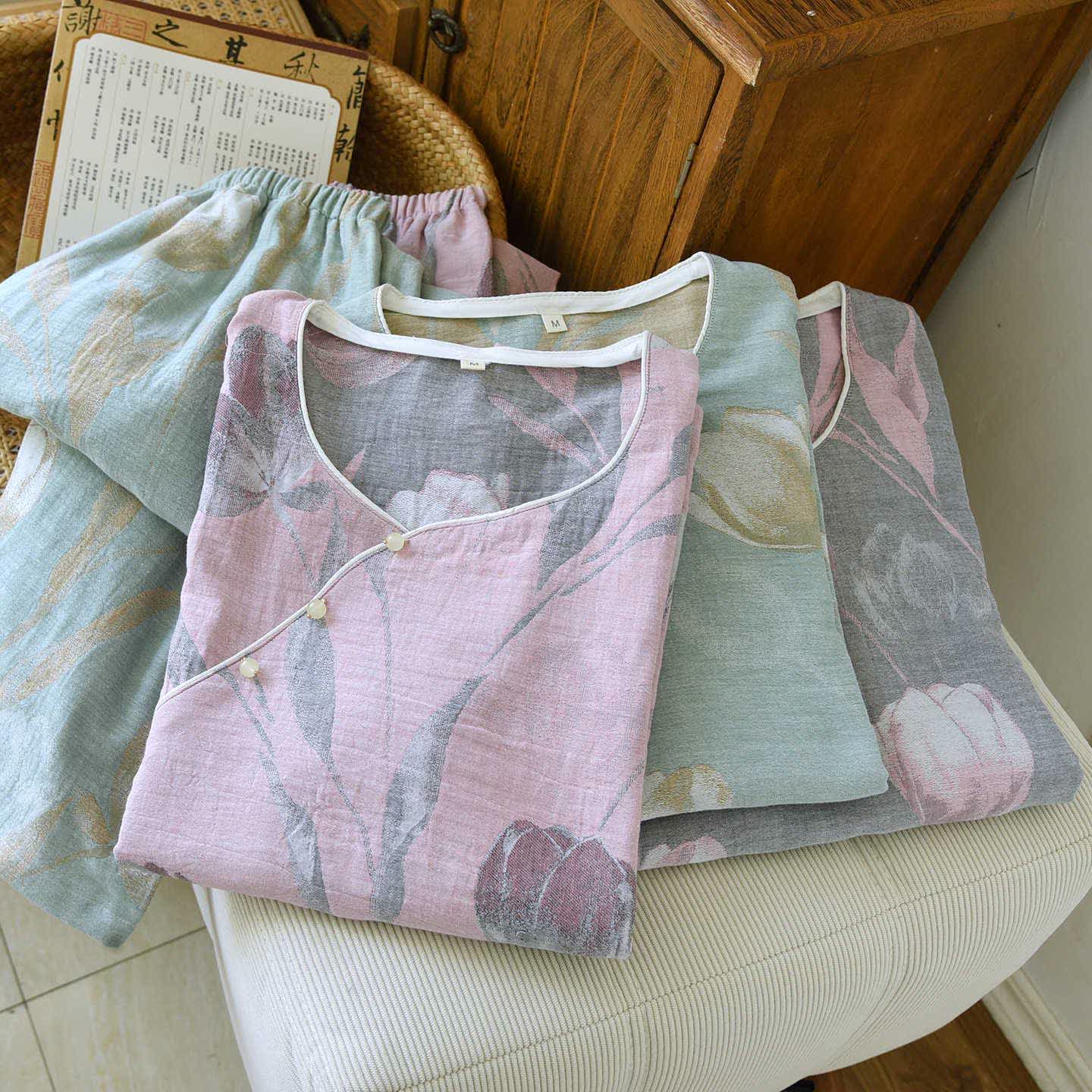 Ensemble de vêtements d'intérieur Tulip en gaze de coton jacquard - image 3