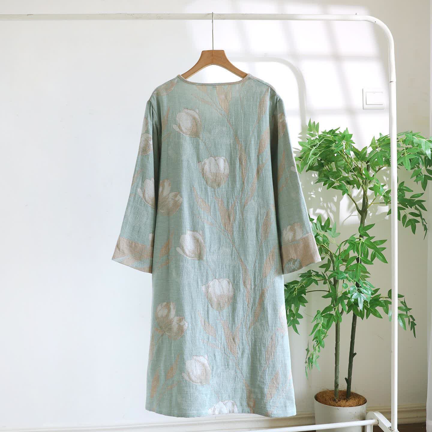 Chemise de nuit tulipe en jacquard de gaze de coton naturel - image 8