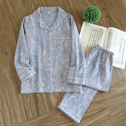 Ensemble de vêtements d'intérieur élégant en coton biologique à motif floral - Gris - XXL - image 16