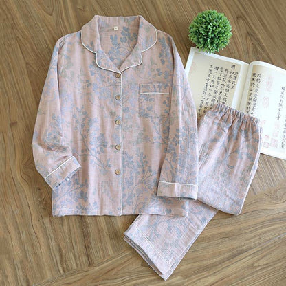 Ensemble de vêtements d'intérieur élégant en coton biologique à motif floral - Rose - XXL - image 17