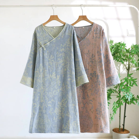 Élégante chemise de nuit en coton biologique à motif floral - image 1