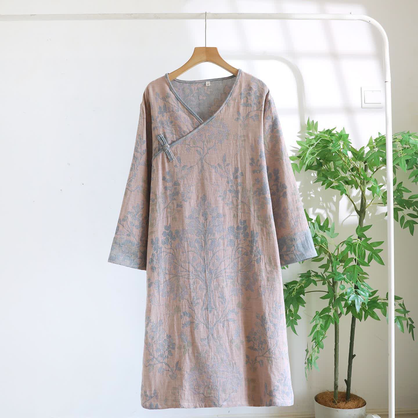 Élégante chemise de nuit en coton biologique à motif floral - Rose - XL - image 13