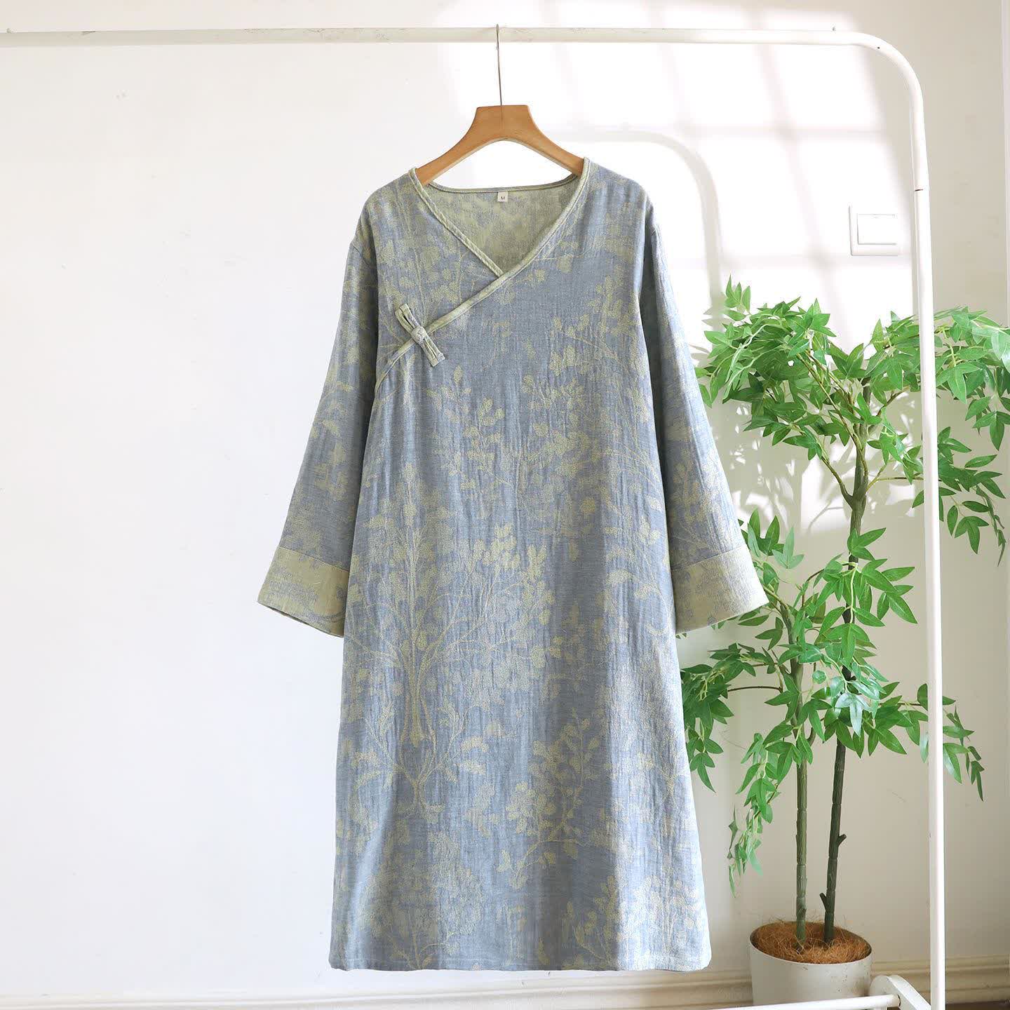 Élégante chemise de nuit en coton biologique à motif floral - Vert - XL - image 4