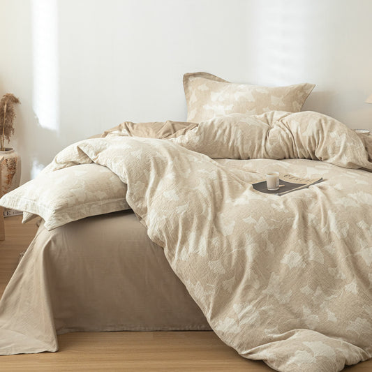 Parure de lit en coton et lin jacquard Ginkgo - ensemble de literie - 220cm x 240cm - image 1