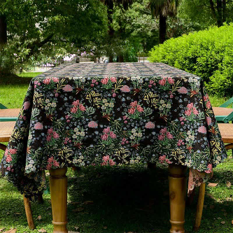 Nappe à bord festonné et branche florale de style rétro - image 2