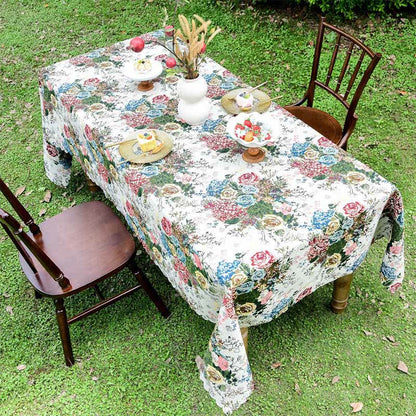 Nappe colorée avec motif de roses et bord ondulé - image 3