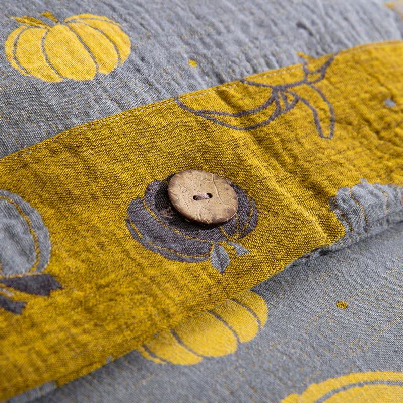 Parure de lit en gaze de coton à motif boutons citrouille (4 pièces) - image 9