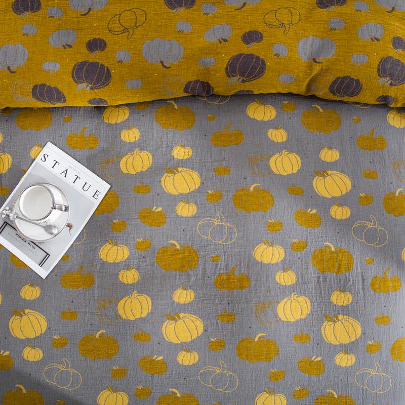 Parure de lit en gaze de coton à motif boutons citrouille (4 pièces) - image 7