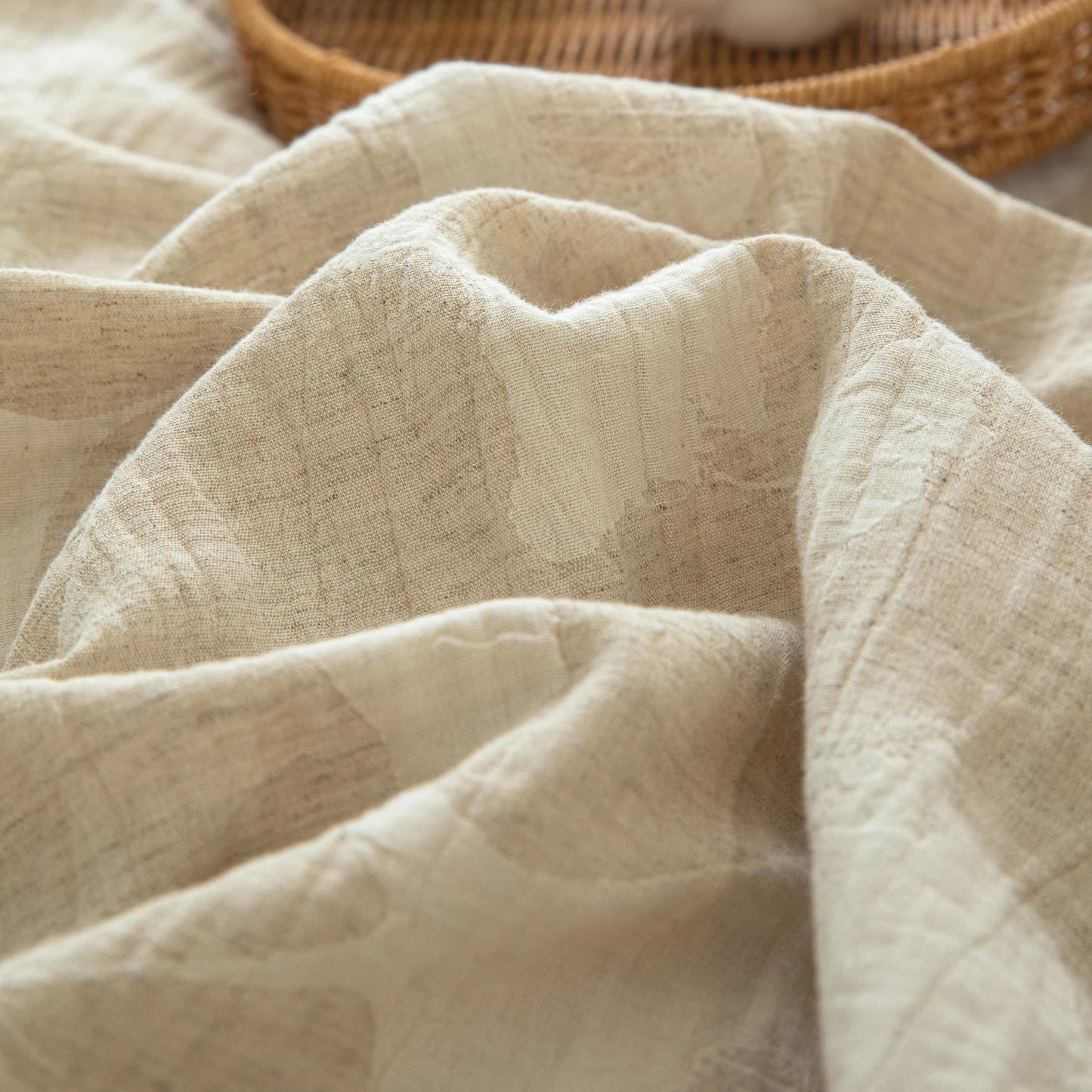 Parure de lit en coton et lin jacquard Ginkgo - image 6
