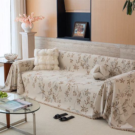 Couverture de canapé en chenille subtile avec motif de branches - 180cm x 340cm - image 1
