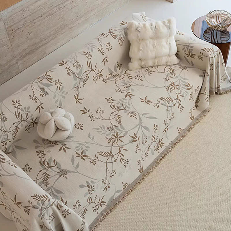 Couverture de canapé en chenille subtile avec motif de branches - image 3
