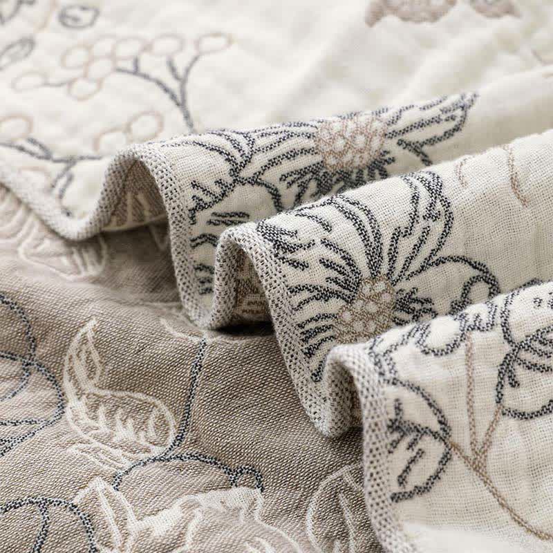 Couette en gaze de coton avec pompons et motif floral pastel - image 4