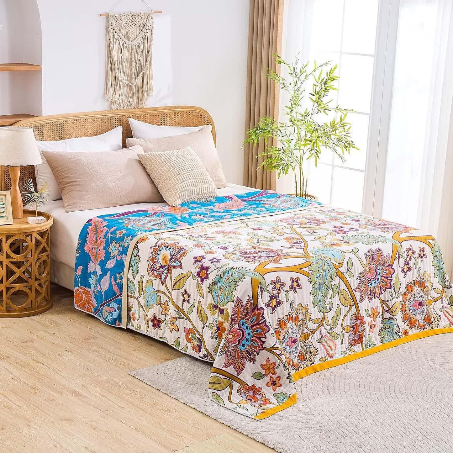 Couette en gaze de coton mousseline à motif floral rétro - image 2