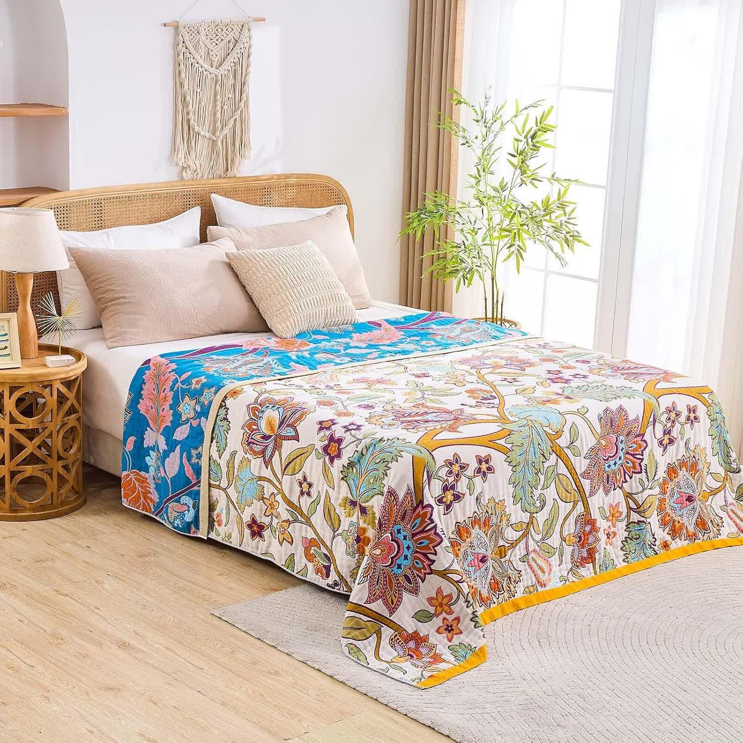 Couette en gaze de coton mousseline à motif floral rétro - image 2