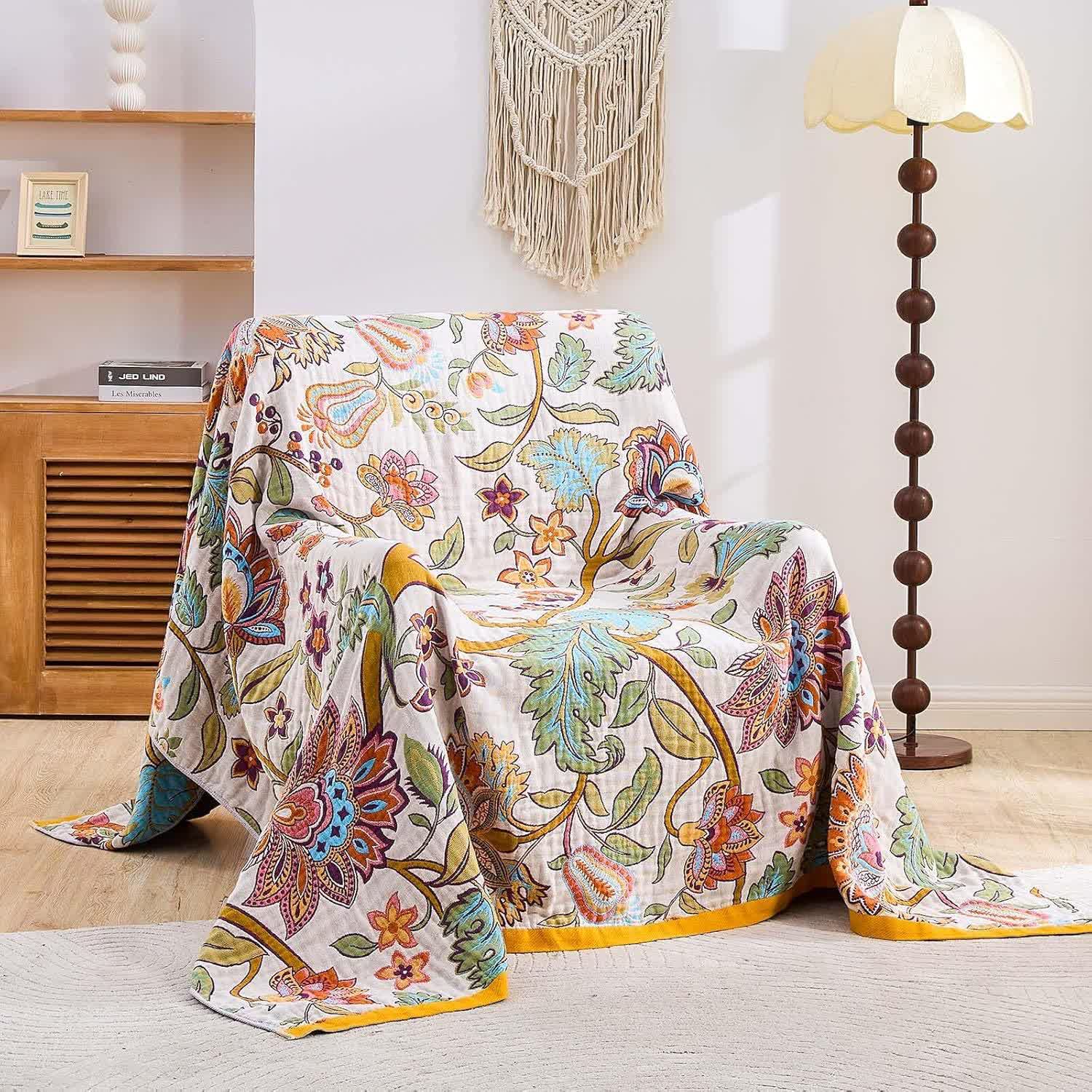 Couette en gaze de coton mousseline à motif floral rétro - image 3