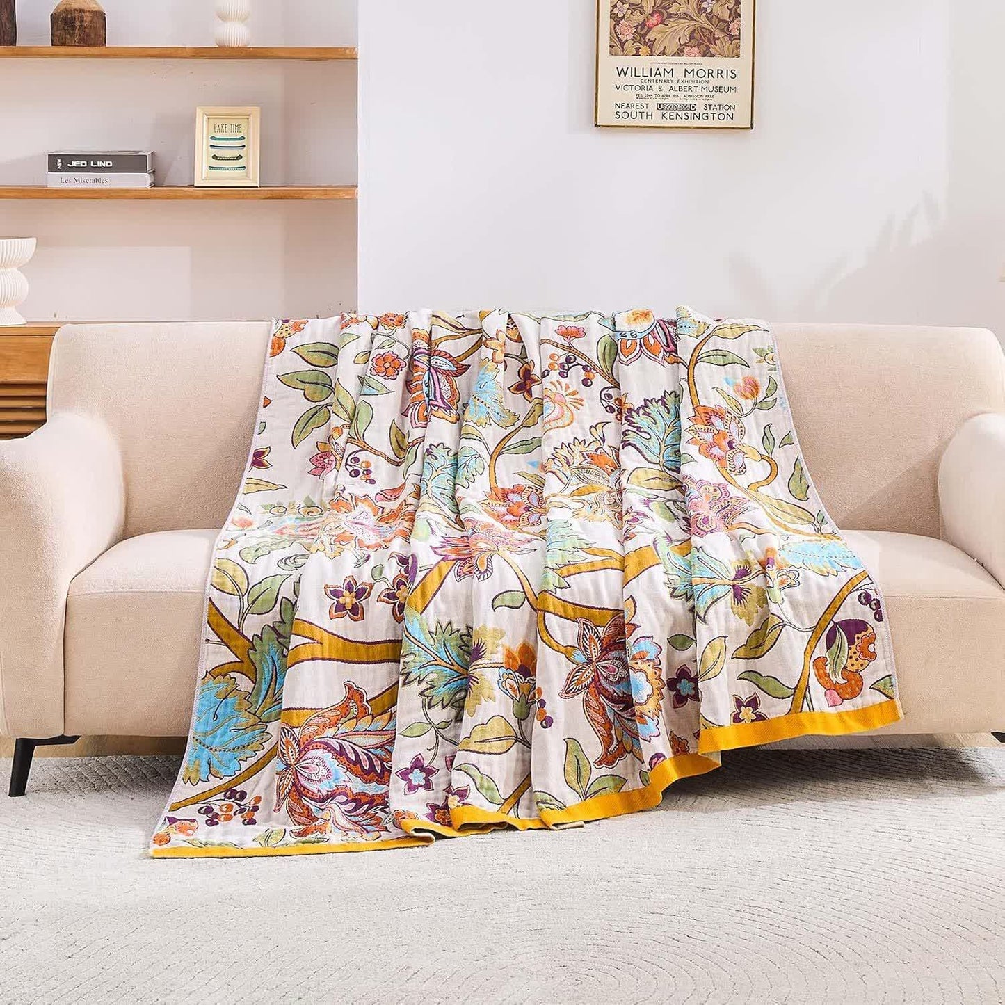 Couette en gaze de coton mousseline à motif floral rétro - image 4