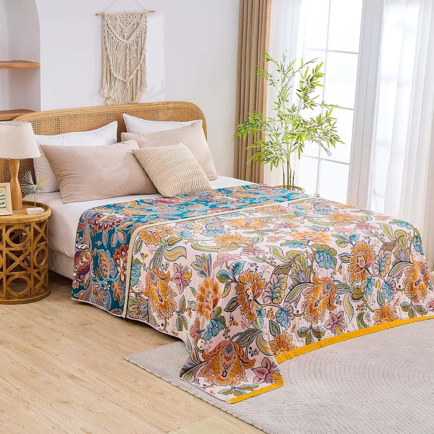 Couette en gaze de coton mousseline avec fleurs de vigne - image 2
