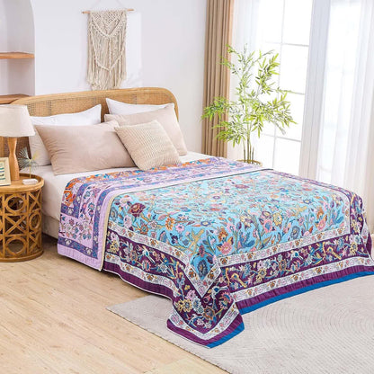 Couette en gaze de coton mousseline avec cadre floral - image 2