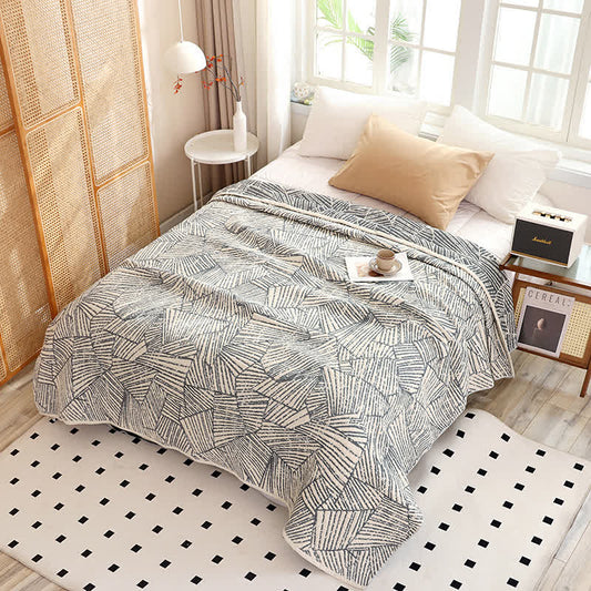 Couette moderne en gaze de coton à rayures - 200cm x 230cm - image 1