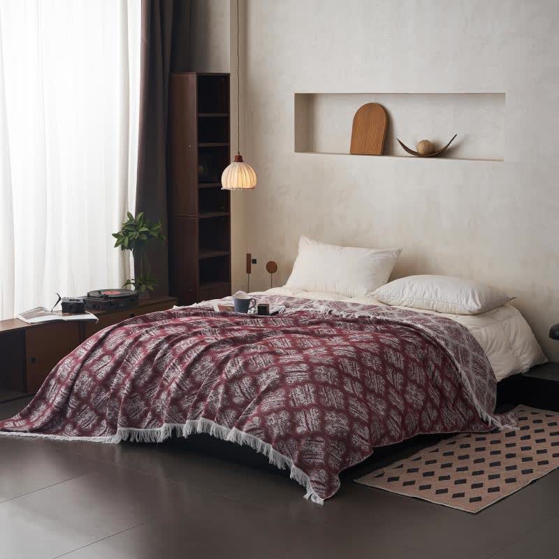 Couette réversible en coton avec pompons à motif rétro - image 3
