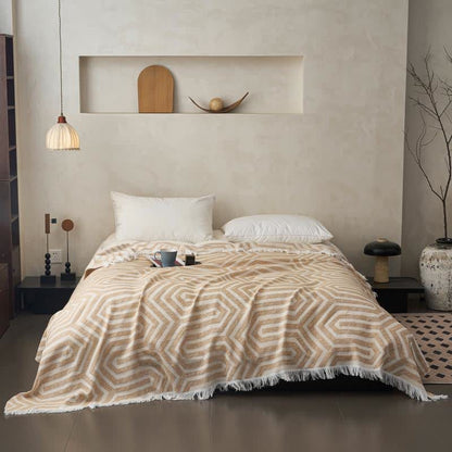 Couette réversible en coton avec pompons et motif à carreaux style jacquard - image 9
