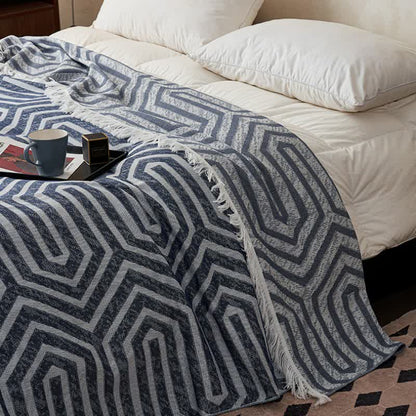 Couette réversible en coton avec pompons et motif à carreaux style jacquard - image 8