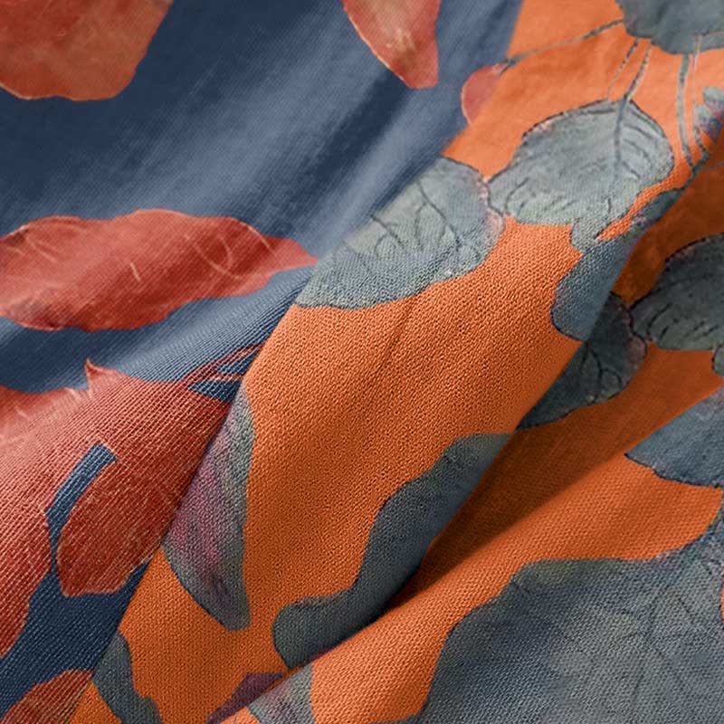 Robe kimono en gaze de coton à motif de feuilles botaniques - image 5