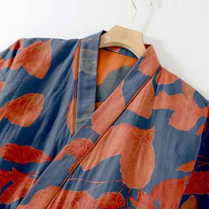 Ensemble de vêtements d'intérieur kimono en coton à imprimé feuilles botaniques - image 2