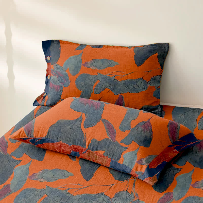 Couvre-lit jacquard en gaze de coton à motifs de feuilles botaniques - image 3