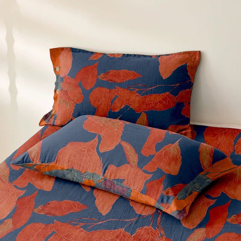 Couvre-lit jacquard en gaze de coton à motifs de feuilles botaniques - image 7