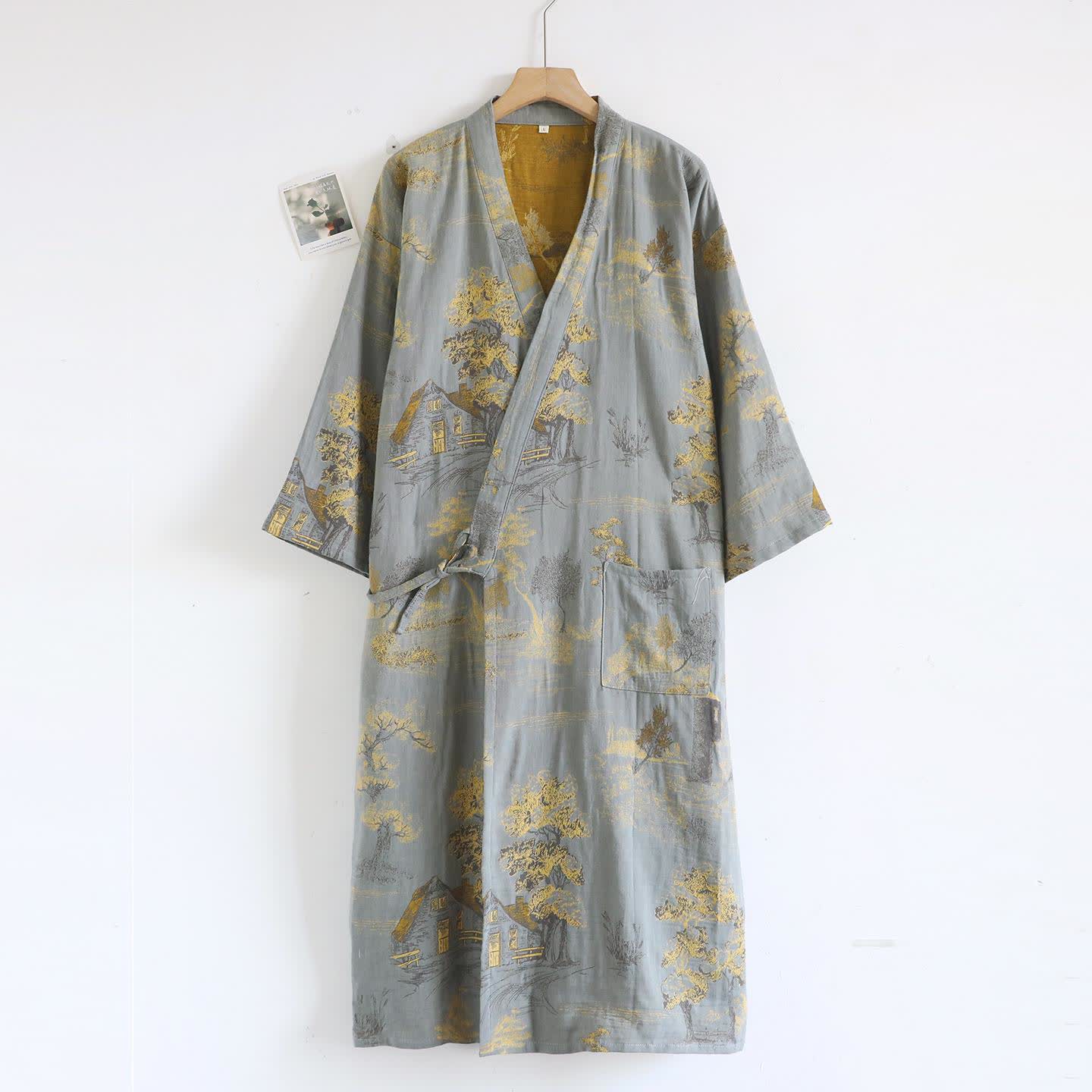 Peignoir unisexe en gaze de coton au format paysage - Gris clair - XL - image 1