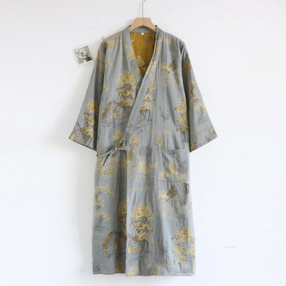 Peignoir unisexe en gaze de coton au format paysage - Gris clair - XL - image 1