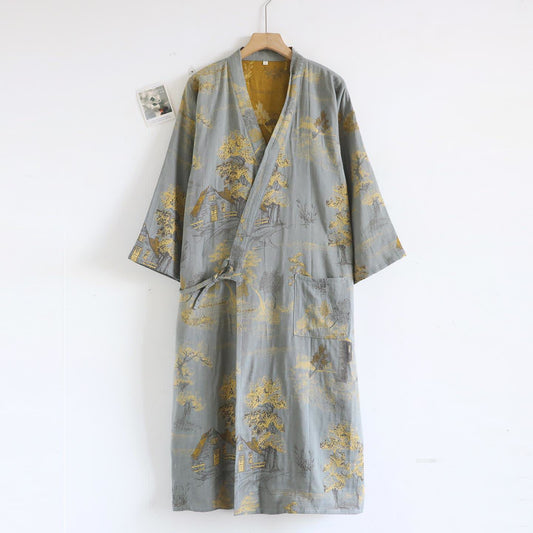 Peignoir unisexe en gaze de coton au format paysage - Gris clair - XL - image 1