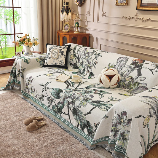 Couverture de canapé luxueuse en chenille à motif floral - 180cm x 340cm - image 1